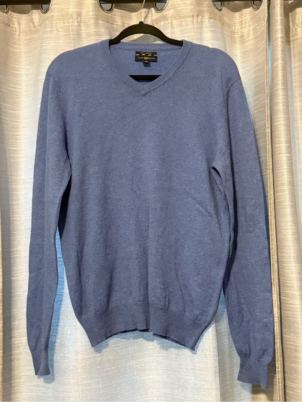 Club Room Men's V-Neck 100% Cashmere Sweater 2 Ply Light Blue Size M NWOT